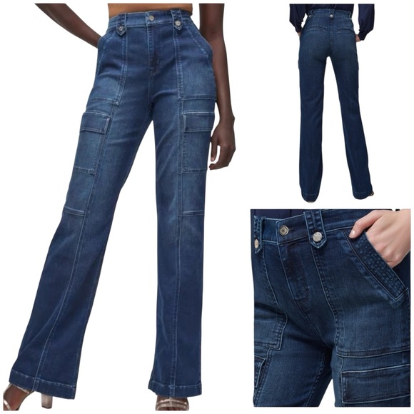 White House Black Market Denim - White House Black Market High Rise Wide Leg Cargo Jeans Size 2